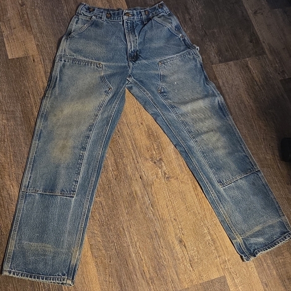 Carhartt 32x32 Dungaree Carpender Fit 100% Cotton Double Knee Men's Blue Jeans